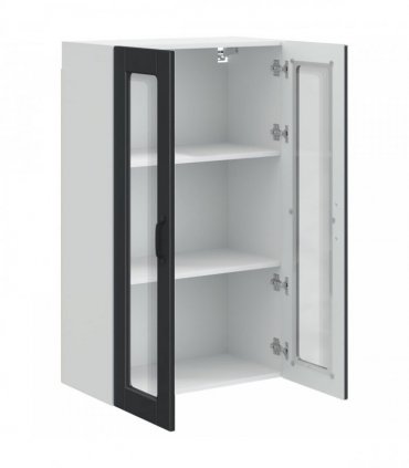 vidaXL Wall Glass Cabinet PORTO Black 60 x 31 x 100 cm Engineered Wood — Model: 1x wall glass cabinet (2 doors)