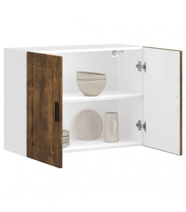 vidaXL Kitchen Wall Cabinet Porto Smoked Oak Engineered Wood — Size: 80 x 31 x 60 cm, Model: 1x wall cabinet (2 doors)