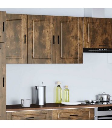 vidaXL Kitchen Wall Cabinet Porto Smoked Oak Engineered Wood — Size: 80 x 31 x 60 cm, Model: 1x wall cabinet (2 doors)