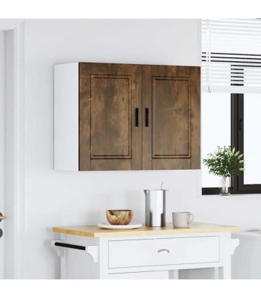 vidaXL Kitchen Wall Cabinet Porto Smoked Oak Engineered Wood — Size: 80 x 31 x 60 cm, Model: 1x wall cabinet (2 doors)