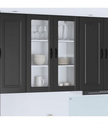 vidaXL Wall Glass Cabinet PORTO Black 80 x 31 x 100 cm Engineered Wood — Model: 1x wall glass cabinet (2 doors)