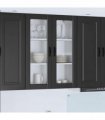 vidaXL Wall Glass Cabinet PORTO Black 80 x 31 x 100 cm Engineered Wood — Model: 1x wall glass cabinet (2 doors)