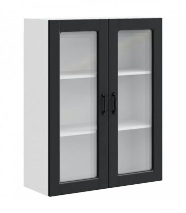 vidaXL Wall Glass Cabinet PORTO Black 80 x 31 x 100 cm Engineered Wood — Model: 1x wall glass cabinet (2 doors)