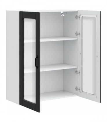 vidaXL Wall Glass Cabinet PORTO Black 80 x 31 x 100 cm Engineered Wood — Model: 1x wall glass cabinet (2 doors)
