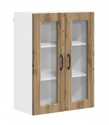 vidaXL Wall Glass Cabinet PORTO Artisan Oak 60 x 31 x 80 cm — Model: 1x wall glass cabinet (2 doors)