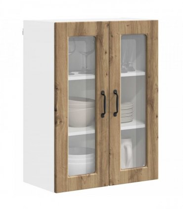 vidaXL Wall Glass Cabinet PORTO Artisan Oak 60 x 31 x 80 cm — Model: 1x wall glass cabinet (2 doors)
