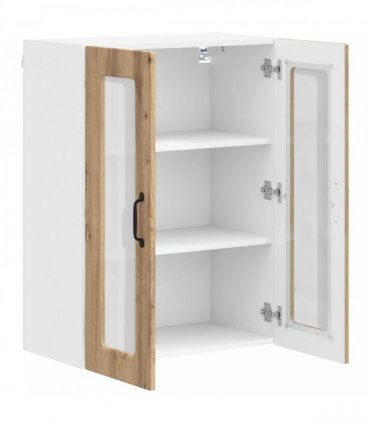 vidaXL Wall Glass Cabinet PORTO Artisan Oak 60 x 31 x 80 cm — Model: 1x wall glass cabinet (2 doors)