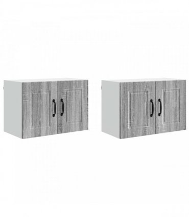vidaXL Wall Cabinet PORTO 2 pcs Grey Sonoma 60 x 31 x 40 cm — Model: 2x wall cabinet (2 doors)
