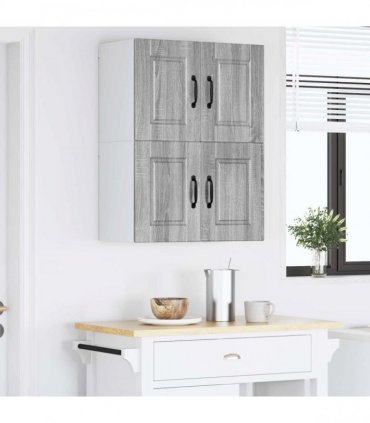 vidaXL Wall Cabinet PORTO 2 pcs Grey Sonoma 60 x 31 x 40 cm — Model: 2x wall cabinet (2 doors)