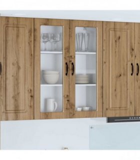 vidaXL Wall Glass Cabinet PORTO Artisan Oak 80 x 31 x 100 cm — Model: 1x wall glass cabinet (2 doors)