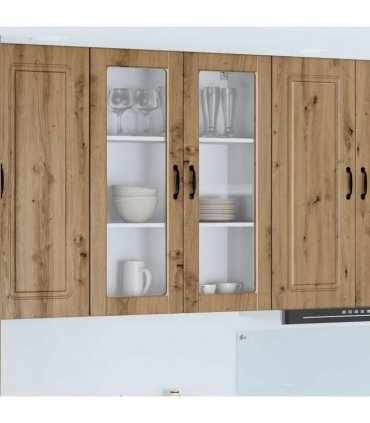 vidaXL Wall Glass Cabinet PORTO Artisan Oak 80 x 31 x 100 cm — Model: 1x wall glass cabinet (2 doors)