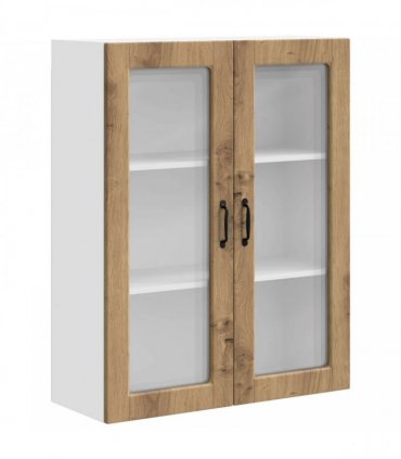 vidaXL Wall Glass Cabinet PORTO Artisan Oak 80 x 31 x 100 cm — Model: 1x wall glass cabinet (2 doors)