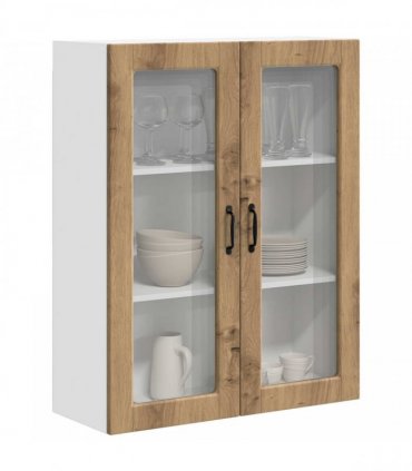 vidaXL Wall Glass Cabinet PORTO Artisan Oak 80 x 31 x 100 cm — Model: 1x wall glass cabinet (2 doors)