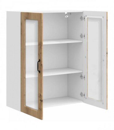 vidaXL Wall Glass Cabinet PORTO Artisan Oak 80 x 31 x 100 cm — Model: 1x wall glass cabinet (2 doors)