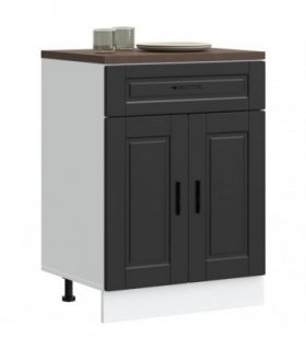 vidaXL Kitchen Base Cabinet Porto Black Engineered Wood — Size: 60 x 46 x 81.5 cm, Model: 1x bottom cabinet (2 doors 1 drawer)