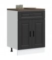 vidaXL Kitchen Base Cabinet Porto Black Engineered Wood — Size: 60 x 46 x 81.5 cm, Model: 1x bottom cabinet (2 doors 1 drawer)