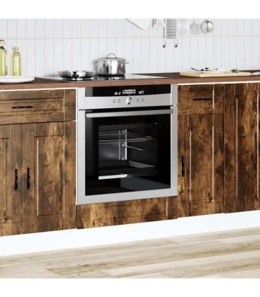 vidaXL Oven Cabinet Porto Smoked Oak Engineered Wood — Size: 60 x 46 x 81.5 cm, Model: 1x oven cabinet