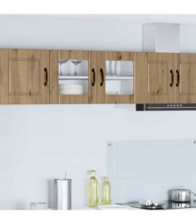 vidaXL Wall Glass Cabinet PORTO Artisan Oak 80 x 31 x 40 cm — Model: 1x wall glass cabinet (2 doors)