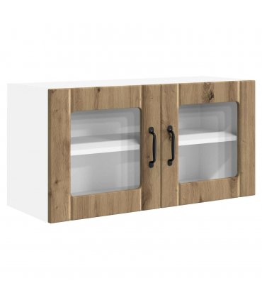 vidaXL Wall Glass Cabinet PORTO Artisan Oak 80 x 31 x 40 cm — Model: 1x wall glass cabinet (2 doors)