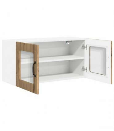vidaXL Wall Glass Cabinet PORTO Artisan Oak 80 x 31 x 40 cm — Model: 1x wall glass cabinet (2 doors)