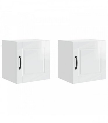 vidaXL Wall Cabinet PORTO 2 pcs High Gloss White 40 x 31 x 40 cm — Model: 2x wall cabinet (1 door)