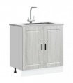 vidaXL Sink Base Cabinet "Porto" Grey Sonoma 80x46x81.5 cm Enginee — Size: 80 x 46 x 81.5 cm, Model: 1x bottom cabinet (2 doors)