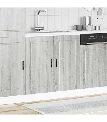 vidaXL Sink Base Cabinet "Porto" Grey Sonoma 80x46x81.5 cm Enginee — Size: 80 x 46 x 81.5 cm, Model: 1x bottom cabinet (2 doors)