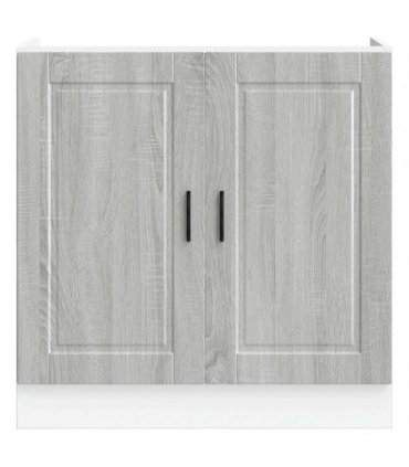 vidaXL Sink Base Cabinet "Porto" Grey Sonoma 80x46x81.5 cm Enginee — Size: 80 x 46 x 81.5 cm, Model: 1x bottom cabinet (2 doors)