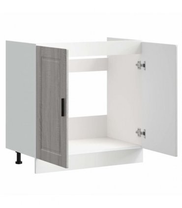vidaXL Sink Base Cabinet "Porto" Grey Sonoma 80x46x81.5 cm Enginee — Size: 80 x 46 x 81.5 cm, Model: 1x bottom cabinet (2 doors)
