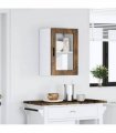 vidaXL Kitchen Wall Cabinet with Glass Door Porto Smoked Oak — Size: 40 x 31 x 60 cm, Model: 1x wall glass cabinet (1 door)