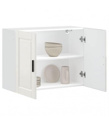 vidaXL Kitchen Wall Cabinet Porto High Gloss White Engineered Wood — Size: 80 x 31 x 60 cm, Model: 1x wall cabinet (2 doors)