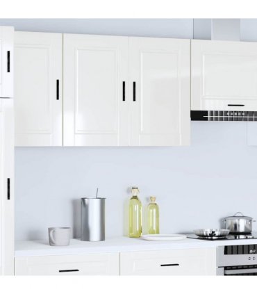 vidaXL Kitchen Wall Cabinet Porto High Gloss White Engineered Wood — Size: 80 x 31 x 60 cm, Model: 1x wall cabinet (2 doors)