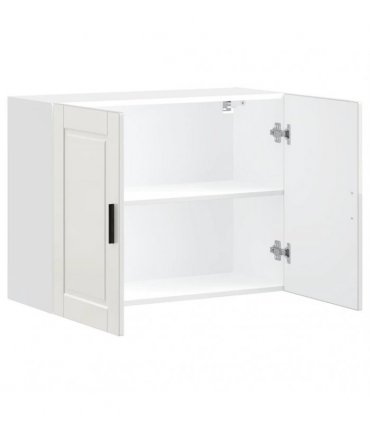 vidaXL Kitchen Wall Cabinet Porto High Gloss White Engineered Wood — Size: 80 x 31 x 60 cm, Model: 1x wall cabinet (2 doors)