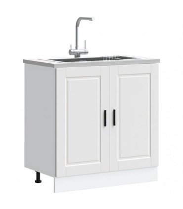 vidaXL Sink Base Cabinet "Porto" White 80x46x81.5 cm Engineered Wo — Size: 80 x 46 x 81.5 cm, Model: 1x bottom cabinet (2 doors)