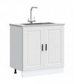 vidaXL Sink Base Cabinet "Porto" White 80x46x81.5 cm Engineered Wo — Size: 80 x 46 x 81.5 cm, Model: 1x bottom cabinet (2 doors)