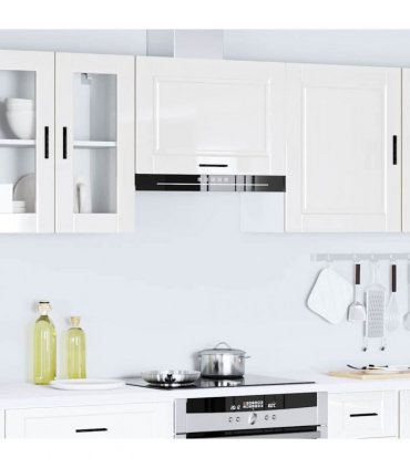 vidaXL Kitchen Wall Cabinet Porto High Gloss White Engineered Wood — Size: 60 x 31 x 40 cm, Model: 1x wall cabinet (1 flap door)