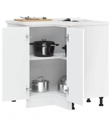 vidaXL Kitchen Corner Base Cabinet Porto White Engineer — Size: 75.5 x 75.5 x 81.5 cm, Model: 1x corner bottom cabinet (2 doors)