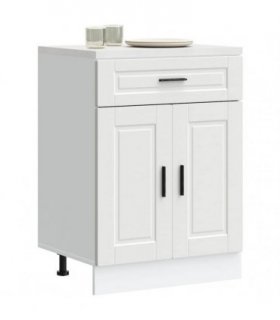 vidaXL Kitchen Base Cabinet Porto White Engineered Wood — Size: 60 x 46 x 81.5 cm, Model: 1x bottom cabinet (2 doors 1 drawer)