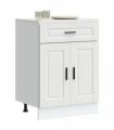 vidaXL Kitchen Base Cabinet Porto White Engineered Wood — Size: 60 x 46 x 81.5 cm, Model: 1x bottom cabinet (2 doors 1 drawer)