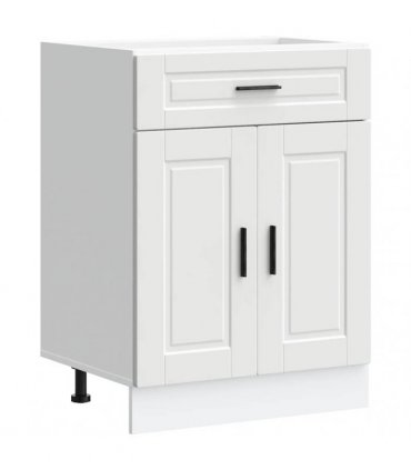 vidaXL Kitchen Base Cabinet Porto White Engineered Wood — Size: 60 x 46 x 81.5 cm, Model: 1x bottom cabinet (2 doors 1 drawer)