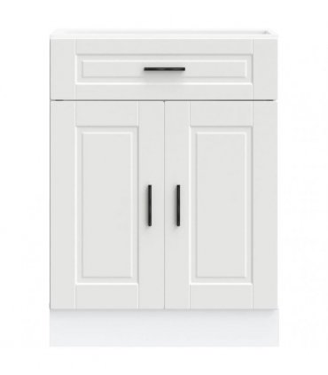 vidaXL Kitchen Base Cabinet Porto White Engineered Wood — Size: 60 x 46 x 81.5 cm, Model: 1x bottom cabinet (2 doors 1 drawer)
