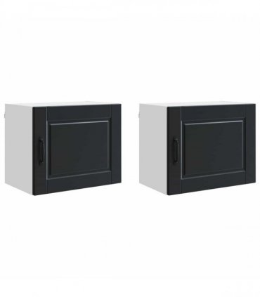 vidaXL Wall Cabinet PORTO 2 pcs Black 50 x 31 x 40 cm Engineered Wood — Model: 2x wall cabinet (1 door)