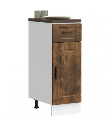 vidaXL Kitchen Base Cabinet Porto Smoked Oak Engineered Wo — Size: 30 x 46 x 81.5 cm, Model: 1x bottom cabinet (1 door 1 drawer)