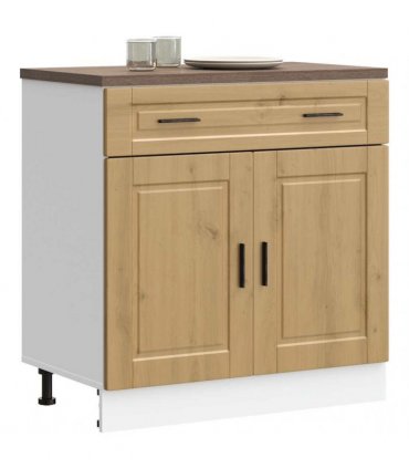 vidaXL Kitchen Base Cabinet Porto Artisan Oak Engineered — Size: 80 x 46 x 81.5 cm, Model: 1x bottom cabinet (2 doors 2 drawers)