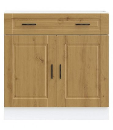 vidaXL Kitchen Base Cabinet Porto Artisan Oak Engineered — Size: 80 x 46 x 81.5 cm, Model: 1x bottom cabinet (2 doors 2 drawers)