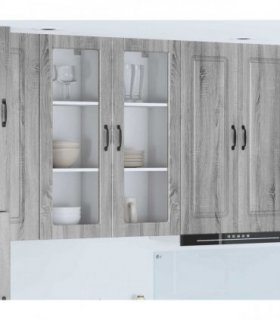 vidaXL Wall Glass Cabinet PORTO Grey Sonoma 40 x 31 x 100 cm — Model: 1x wall glass cabinet (1 door)