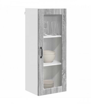 vidaXL Wall Glass Cabinet PORTO Grey Sonoma 40 x 31 x 100 cm — Model: 1x wall glass cabinet (1 door)