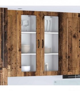 vidaXL Wall Glass Cabinet PORTO Old Wood 80 x 31 x 100 cm — Model: 1x wall glass cabinet (2 doors)