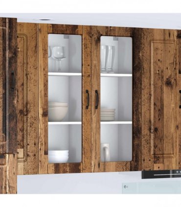 vidaXL Wall Glass Cabinet PORTO Old Wood 80 x 31 x 100 cm — Model: 1x wall glass cabinet (2 doors)