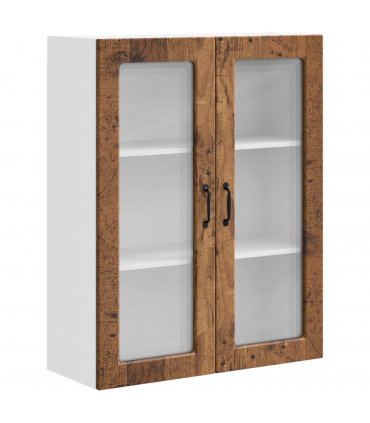 vidaXL Wall Glass Cabinet PORTO Old Wood 80 x 31 x 100 cm — Model: 1x wall glass cabinet (2 doors)